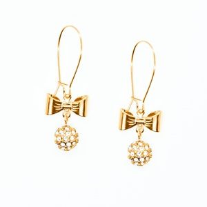 Handmade Paved Bow Dangle Earrings